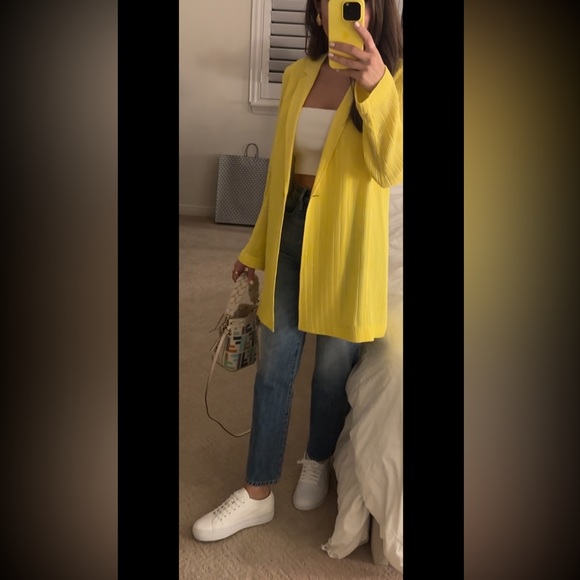 LAPOINTE NWOT silk blend yellow Single Breasted Blazer - Picture 6 of 16